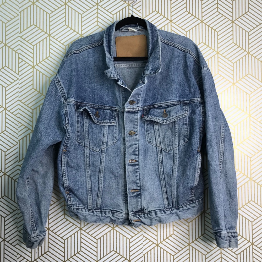 Vtg Levi's Mens Trucker Denim Jacket XL? Blue Cotton Button Front Pockets